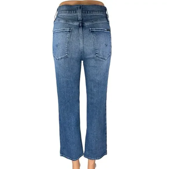 Hudson Women's Blue High Waisted Flared Bootcut Denim Cropped Jeans Size 25 - Picture 3 of 5